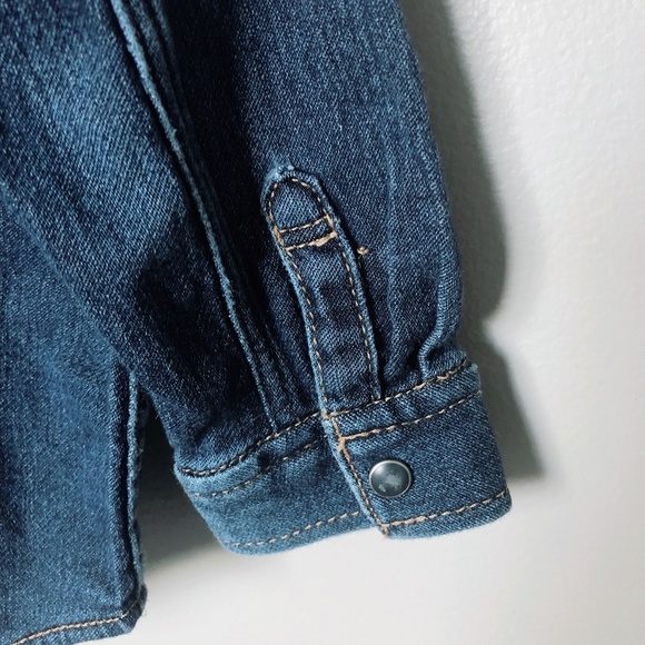 GAP Jean denim dark wash shirt shacket 12-18m baby shirt unisex stretchy - Picture 8 of 10